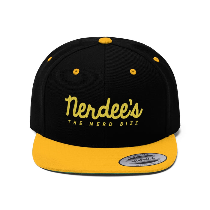 Nerdee's - The Nerd Bizz - Script Logo (Gold) - Unisex Flat Bill Hat