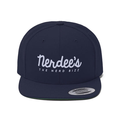Nerdee's - The Nerd Bizz - Script Logo (White) - Unisex Flat Bill Hat