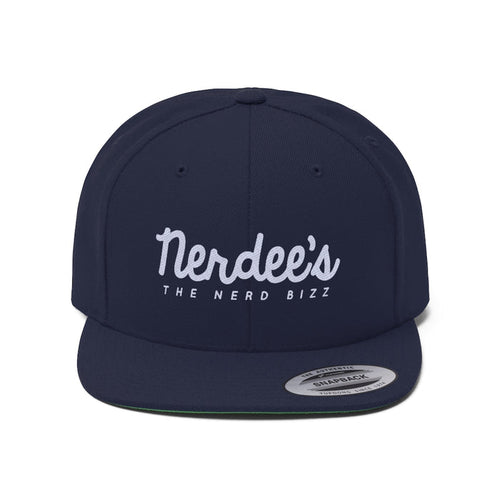 Nerdee's - The Nerd Bizz - Script Logo (White) - Unisex Flat Bill Hat