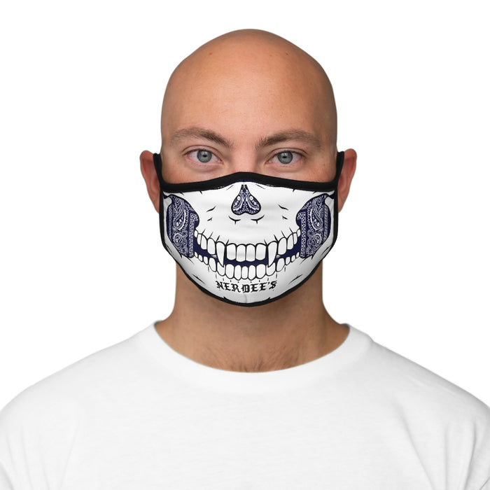 Nerdee's - The Nerd Bizz - "Skull Face" (WHT/BLU Paisley Design 02) - Fitted Polyester Face Mask - Blue