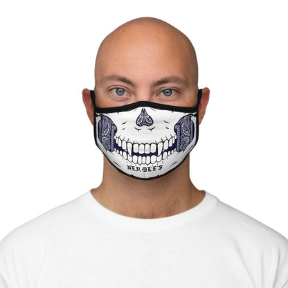 Nerdee's - The Nerd Bizz - "Skull Face" (WHT/BLU Paisley Design 02) - Fitted Polyester Face Mask - Blue
