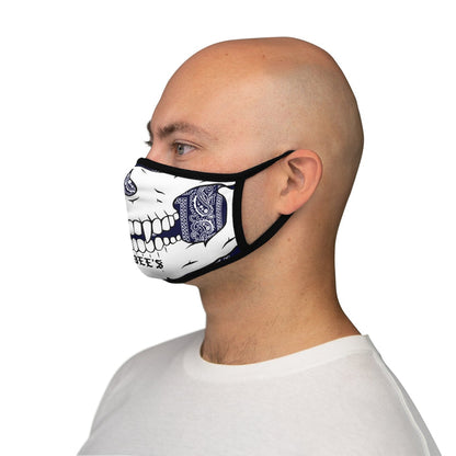 Nerdee's - The Nerd Bizz - "Skull Face" (WHT/BLU Paisley Design 02) - Fitted Polyester Face Mask - Blue