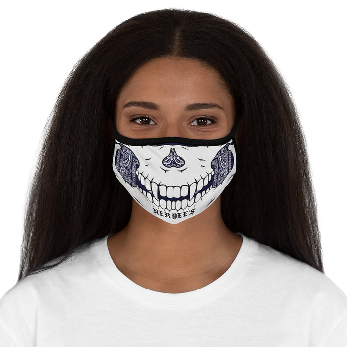 Nerdee's - The Nerd Bizz - "Skull Face" (WHT/BLU Paisley Design 02) - Fitted Polyester Face Mask - Blue