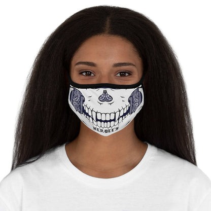 Nerdee's - The Nerd Bizz - "Skull Face" (WHT/BLU Paisley Design 02) - Fitted Polyester Face Mask - Blue