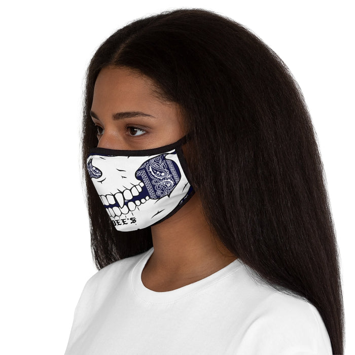 Nerdee's - The Nerd Bizz - "Skull Face" (WHT/BLU Paisley Design 02) - Fitted Polyester Face Mask - Blue