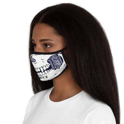 Nerdee's - The Nerd Bizz - "Skull Face" (WHT/BLU Paisley Design 02) - Fitted Polyester Face Mask - Blue