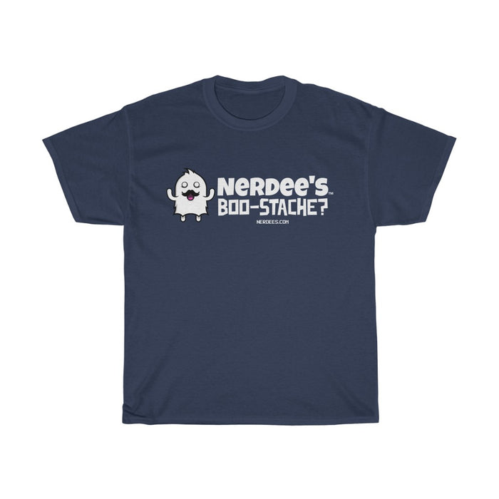 Nerdee's - Unisex Heavy Cotton Tee - "Boo-Stache?"