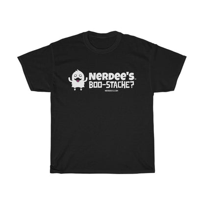 Nerdee's - Unisex Heavy Cotton Tee - "Boo-Stache?"