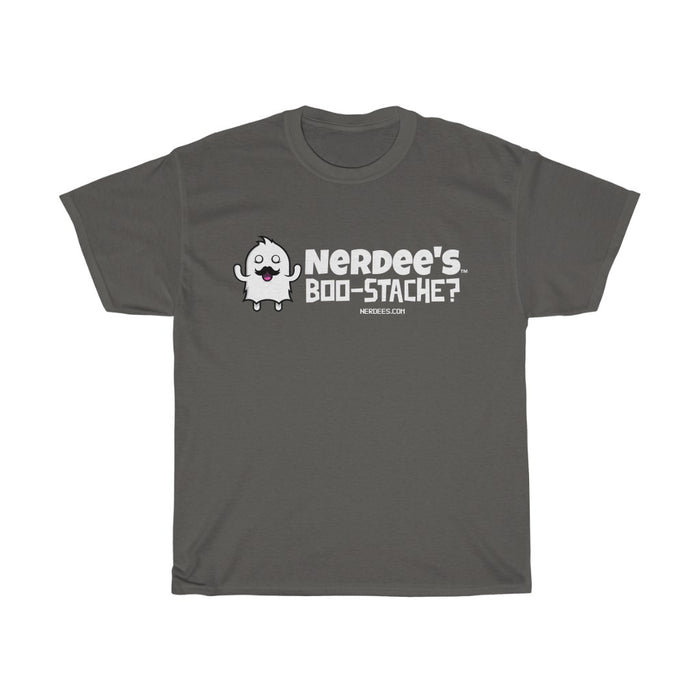 Nerdee's - Unisex Heavy Cotton Tee - "Boo-Stache?"