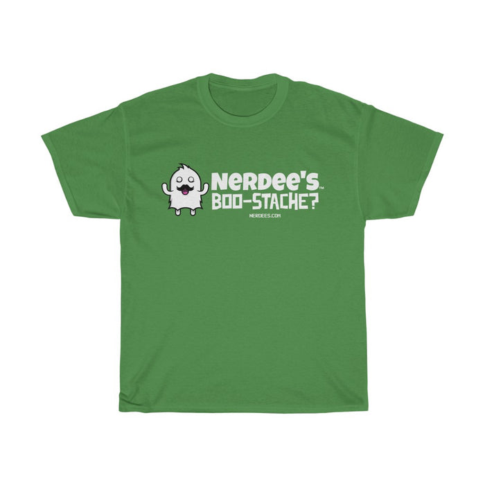 Nerdee's - Unisex Heavy Cotton Tee - "Boo-Stache?"