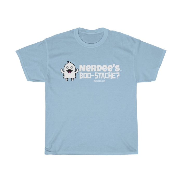Nerdee's - Unisex Heavy Cotton Tee - "Boo-Stache?"