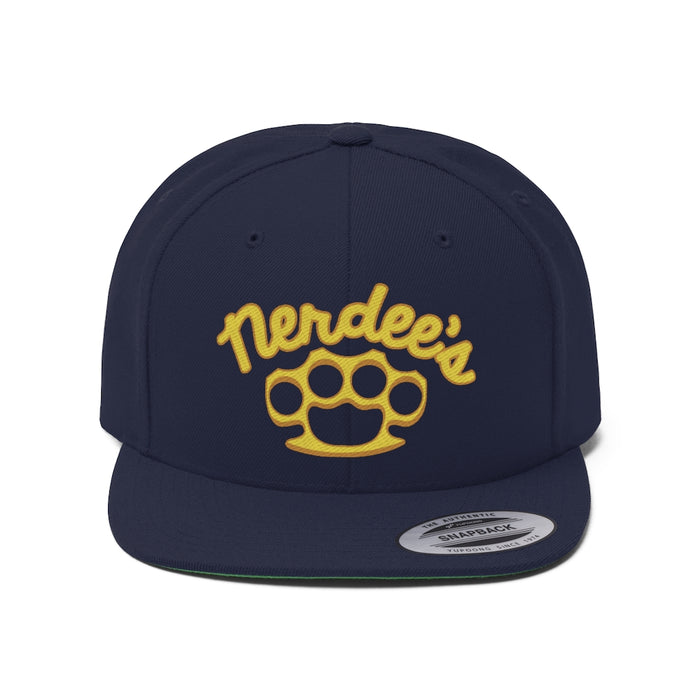 Nerdee's Brass Knuckles (Gold Design 02) - Unisex Flat Bill Hat