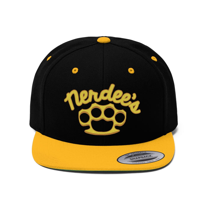 Nerdee's Brass Knuckles (Gold Design 02) - Unisex Flat Bill Hat