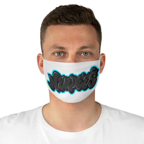 Nerdee's Dark Gray Graffiti Logo Fabric Face Mask - White
