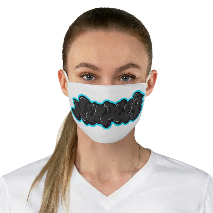Nerdee's Dark Gray Graffiti Logo Fabric Face Mask - White
