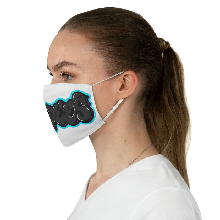 Nerdee's Dark Gray Graffiti Logo Fabric Face Mask - White