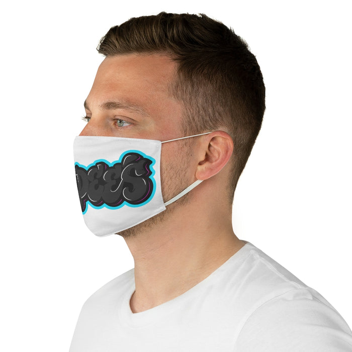 Nerdee's Dark Gray Graffiti Logo Fabric Face Mask - White