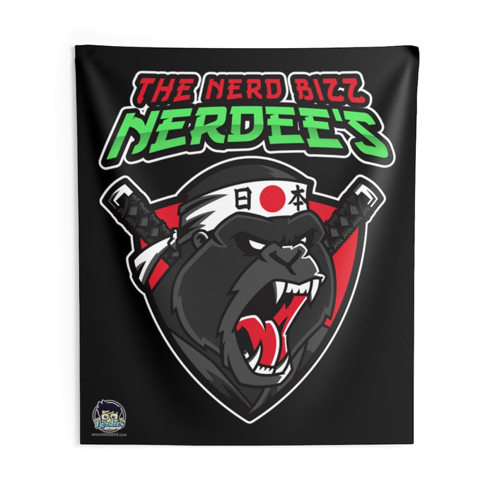 Nerdee's "Gorilla Samurai" Black Indoor Wall Tapestries