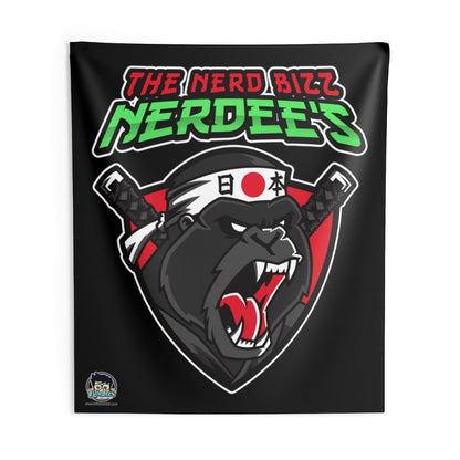 Nerdee's "Gorilla Samurai" Black Indoor Wall Tapestries