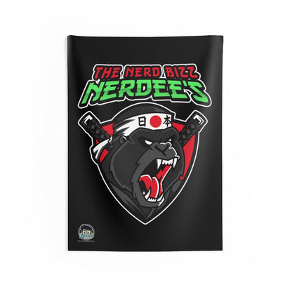 Nerdee's "Gorilla Samurai" Black Indoor Wall Tapestries