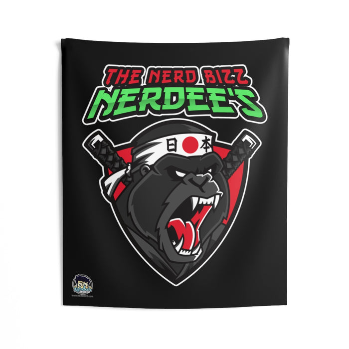 Nerdee's "Gorilla Samurai" Black Indoor Wall Tapestries