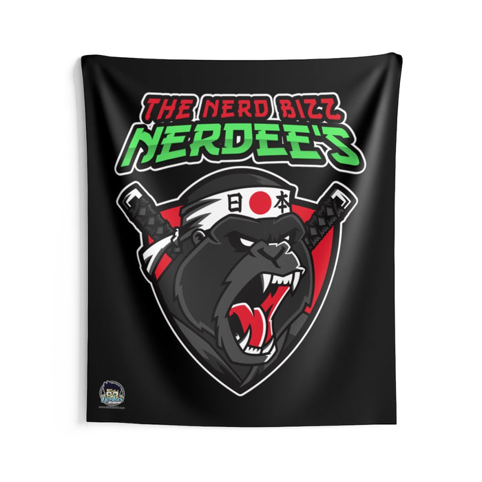 Nerdee's "Gorilla Samurai" Black Indoor Wall Tapestries