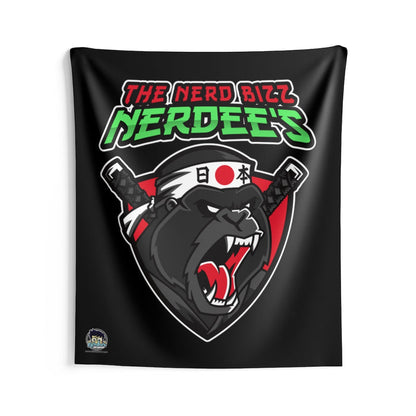 Nerdee's "Gorilla Samurai" Black Indoor Wall Tapestries