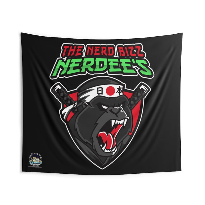 Nerdee's "Gorilla Samurai" Black Indoor Wall Tapestries
