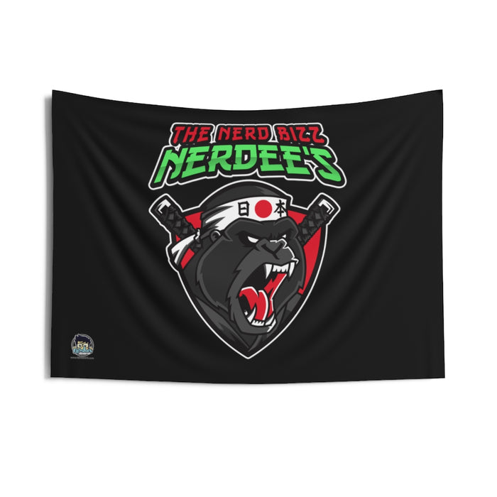 Nerdee's "Gorilla Samurai" Black Indoor Wall Tapestries