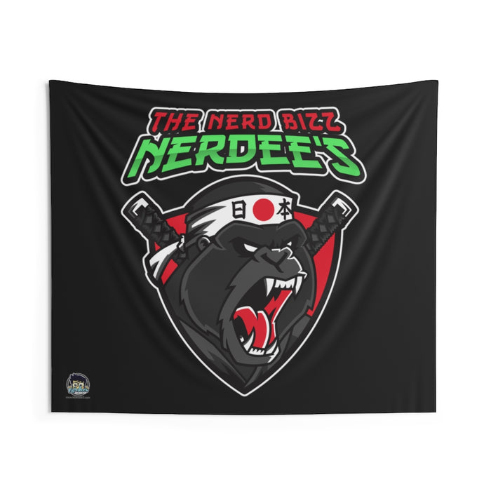 Nerdee's "Gorilla Samurai" Black Indoor Wall Tapestries