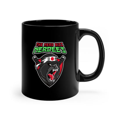 Nerdee's "Gorilla Samurai" Black mug 11oz