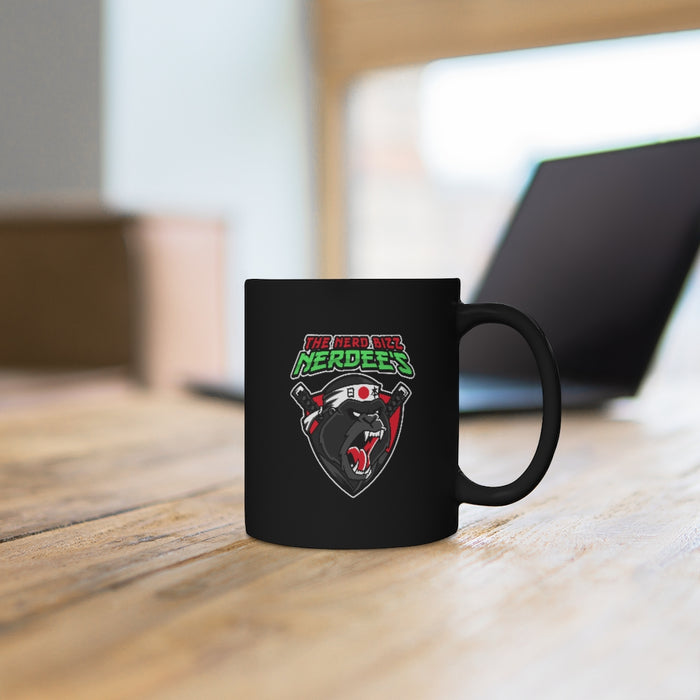 Nerdee's "Gorilla Samurai" Black mug 11oz