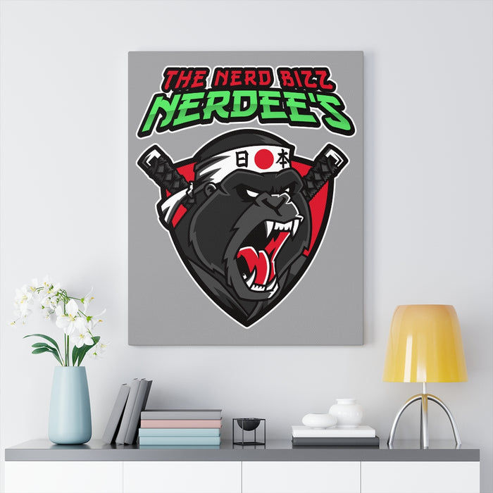 Nerdee's "Gorilla Samurai" Gray Background  - Canvas Gallery Wraps