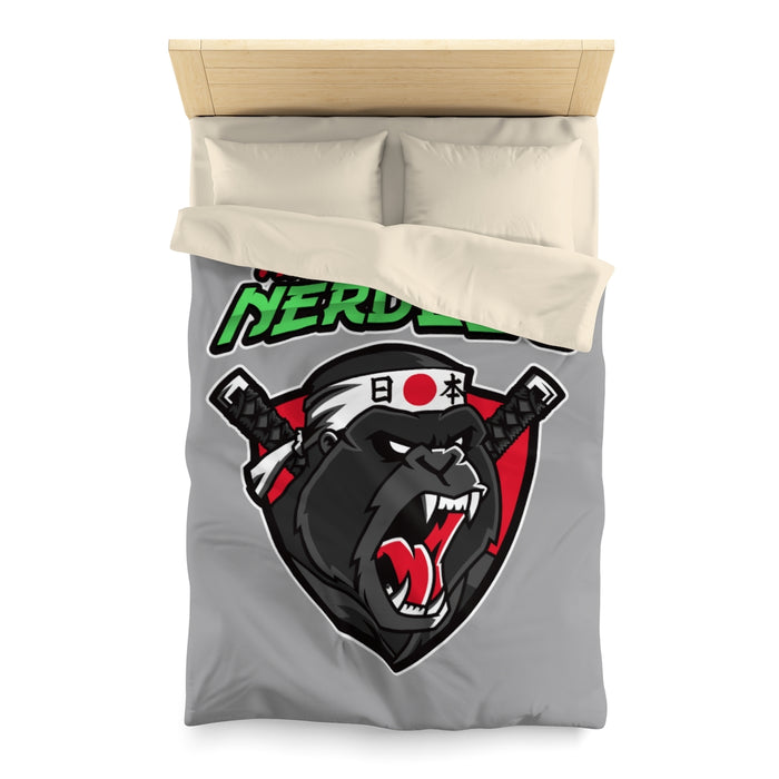 Nerdee's "Gorilla Samurai" Gray Microfiber Duvet Cover