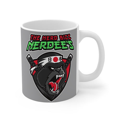 Nerdee's "Gorilla Samurai" Gray Mug 11oz