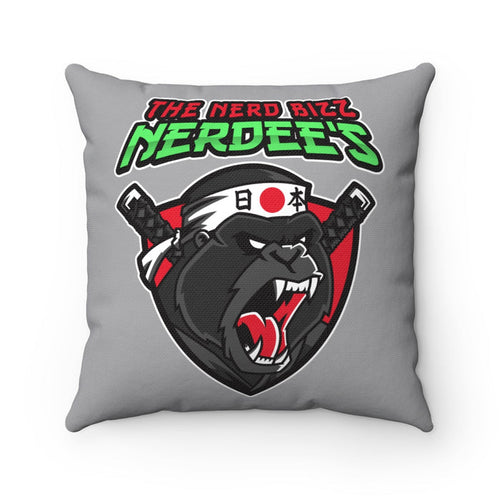 Nerdee's "Gorilla Samurai" Gray Spun Polyester Square Pillow Case