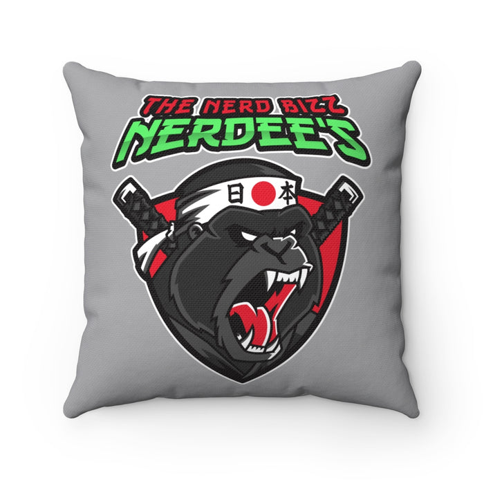 Nerdee's "Gorilla Samurai" Gray Spun Polyester Square Pillow Case