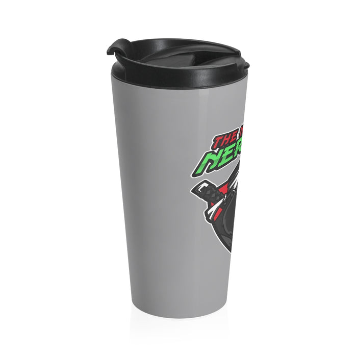 Nerdee's "Gorilla Samurai" Gray Stainless Steel Travel Mug