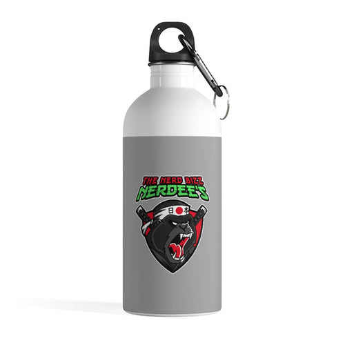 Nerdee's "Gorilla Samurai" Gray Stainless Steel Water Bottle