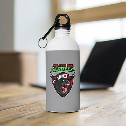 Nerdee's "Gorilla Samurai" Gray Stainless Steel Water Bottle