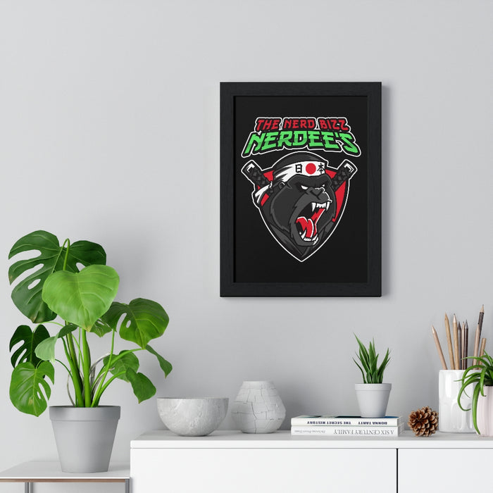 Nerdee's "Gorilla Samurai" Premium Framed Vertical Poster