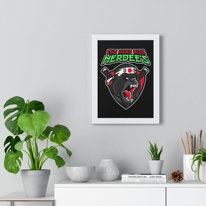 Nerdee's "Gorilla Samurai" Premium Framed Vertical Poster
