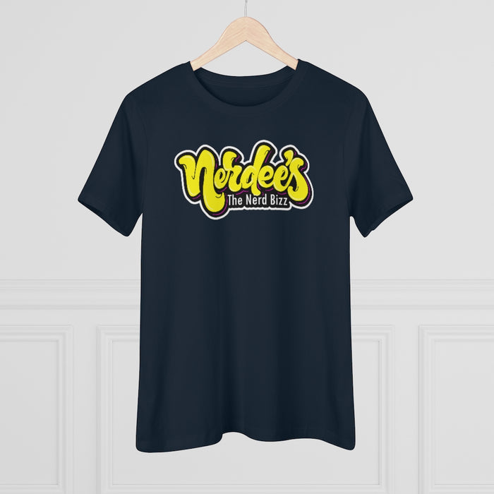 Nerdee's Grafitti Logo (Yellow Design 01) - Women's Premium Tee