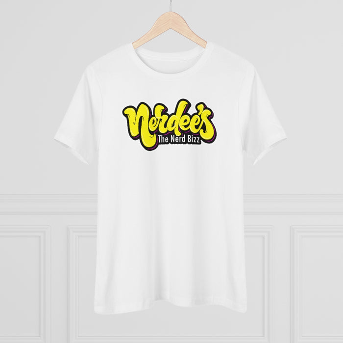 Nerdee's Grafitti Logo (Yellow Design 01) - Women's Premium Tee