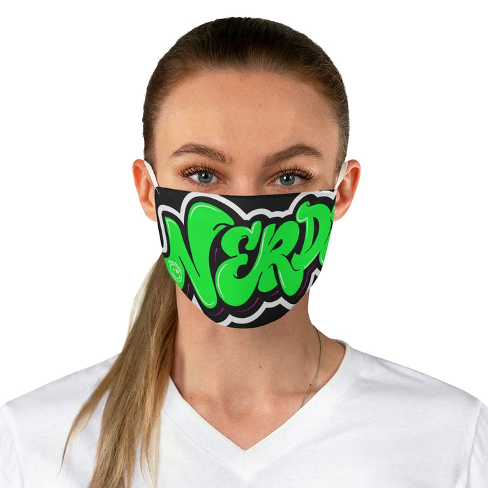Nerdee's Green Logo Close-Up Fabric Face Mask - Black