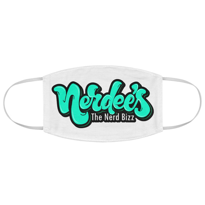 Nerdee's LT Green Logo Fabric Face Mask - White