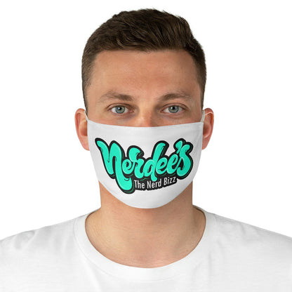 Nerdee's LT Green Logo Fabric Face Mask - White
