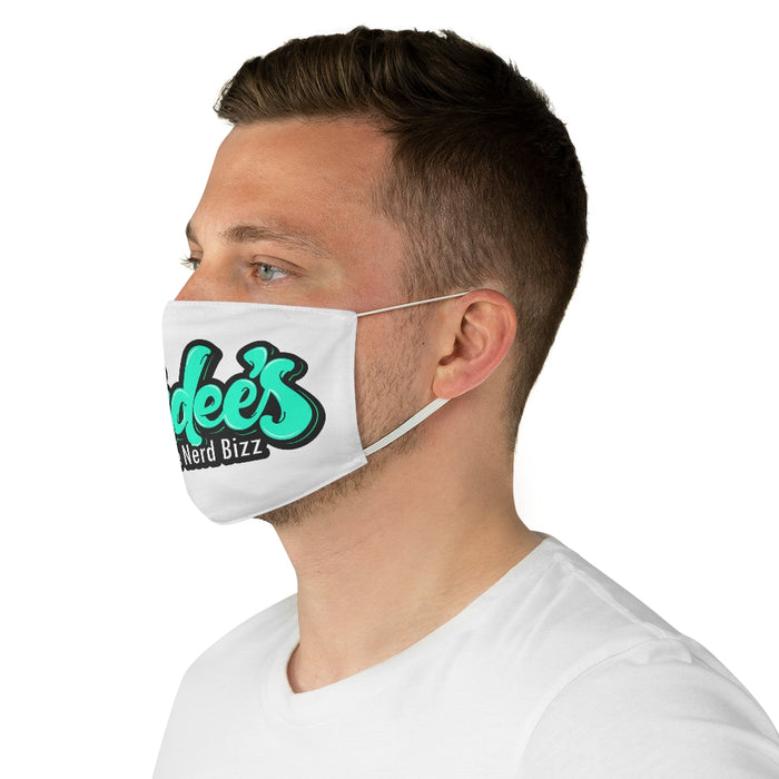 Nerdee's LT Green Logo Fabric Face Mask - White