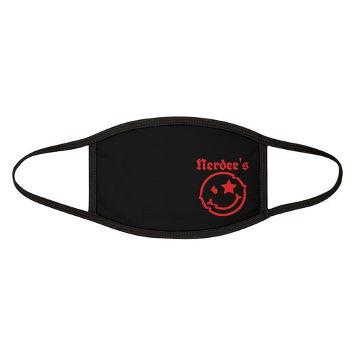 Nerdee's Mr. Smiley Logo (Red) - Mixed-Fabric Face Mask - Black