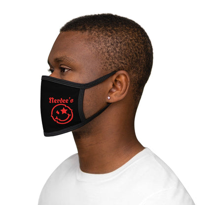 Nerdee's Mr. Smiley Logo (Red) - Mixed-Fabric Face Mask - Black